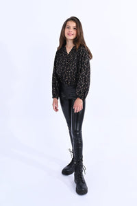 Black Jude V-Neck Blouse 160 GIRLS APPAREL TWEEN 7-16 Molly Bracken 