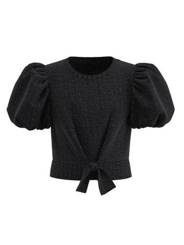 Black Puff Sleeve Sweater 160 GIRLS APPAREL TWEEN 7-16 Habitual Kids 7/8 