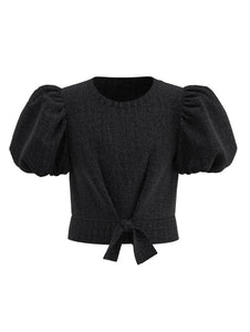 Black Puff Sleeve Sweater 160 GIRLS APPAREL TWEEN 7-16 Habitual Kids 7/8 
