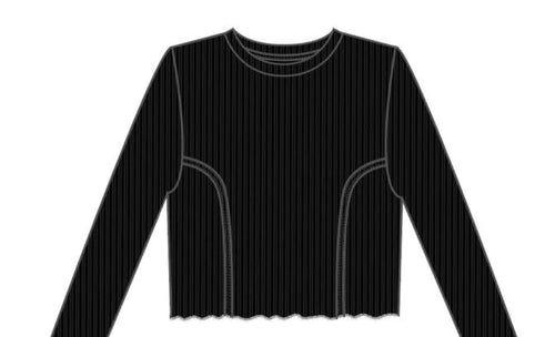 Black Ribbed Crop Top 160 GIRLS APPAREL TWEEN 7-16 Paper Flower 7/8 