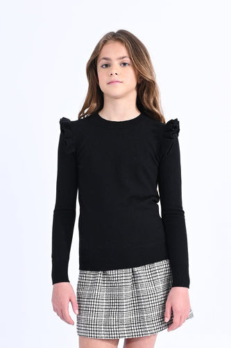 Black Ruffle Sweater 160 GIRLS APPAREL TWEEN 7-16 Molly Bracken 8 