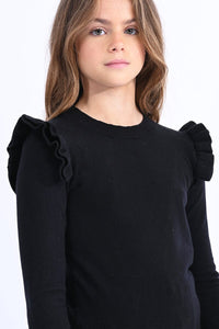 Black Ruffle Sweater 160 GIRLS APPAREL TWEEN 7-16 Molly Bracken 