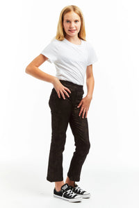 Black Suede Crop Flare Jeans 160 GIRLS APPAREL TWEEN 7-16 Tractr 