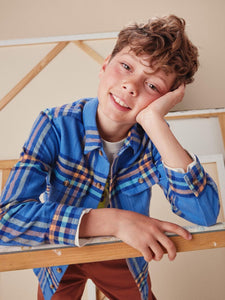 Bleu Plaid Flannel Shirt 140 BOYS APPAREL 2-8 Tea 