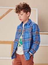 Bleu Plaid Flannel Shirt 140 BOYS APPAREL 2-8 Tea 