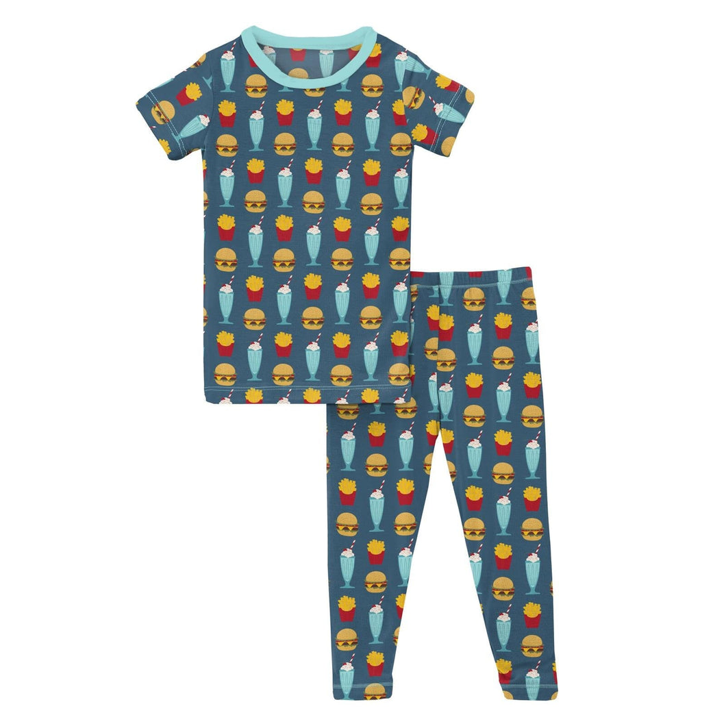 Blue Cheeseburger Pajama Set 140 BOYS APPAREL 2-8 Kickee Pants 2T 