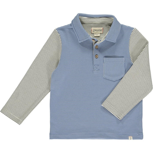 Blue & Cream Troy Polo 140 BOYS APPAREL 2-8 Me+Henry 2/3 