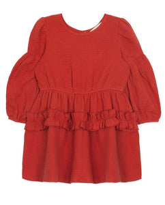 Brick Sunset Gauze Dress 150 GIRLS APPAREL 2-8 Mabel & Honey 2 