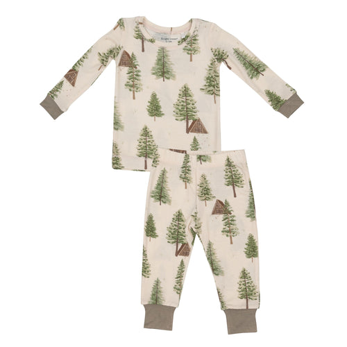 Cabin and Trees Pajama Set 140 BOYS APPAREL 2-8 Angel Dear 2T 