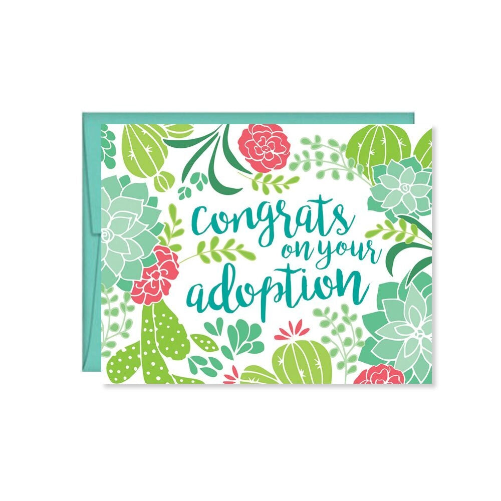 Cactus Congrats On Adoption Card 190 GIFT Pen & Paint 