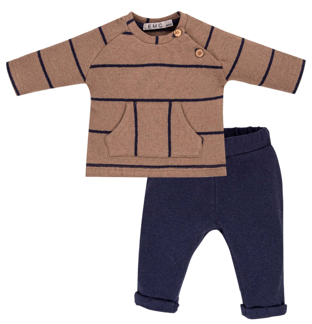 Cocoa Stripe Knit Pant Set 130 BABY BOYS/NEUTRAL APPAREL EMC 3m 