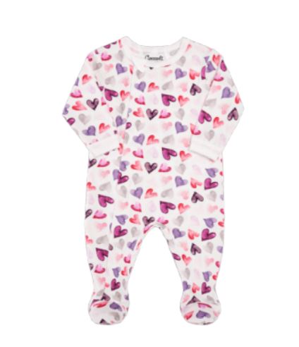 Colored Hearts Zip Footie 120 BABY GIRLS APPAREL Coccoli NB 