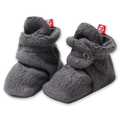 Dark Grey Fleece Bootie - Pitter Patter