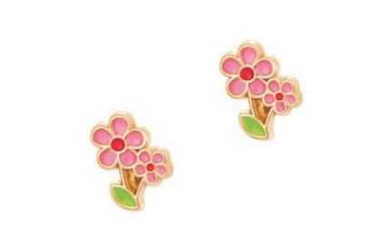 Double Pink Flower Earrings - Pitter Patter