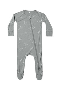 Dusty Blue Twinkle Zip Footie 130 BABY BOYS/NEUTRAL APPAREL Quincy Mae NB 