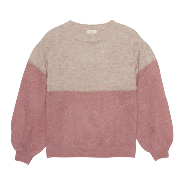 Dusty Rose Block Color Sweater Pitter Patter