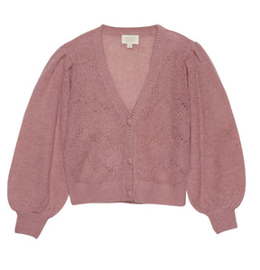 Dusty Rose Puff Sleeve Cardigan 160 GIRLS APPAREL TWEEN 7-16 Creamie 7/8 