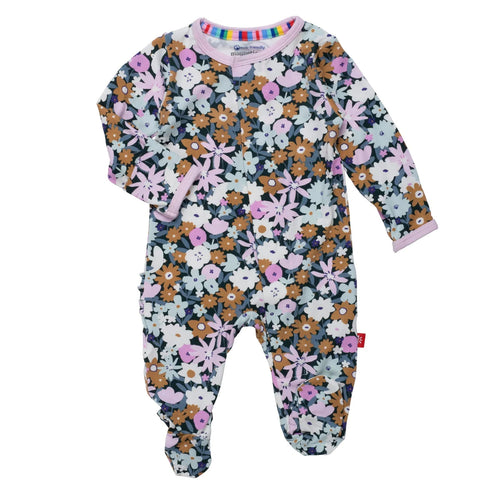 Finchley Floral Ruffle Magnetic Footie 120 BABY GIRLS APPAREL Magnetic Me NB 