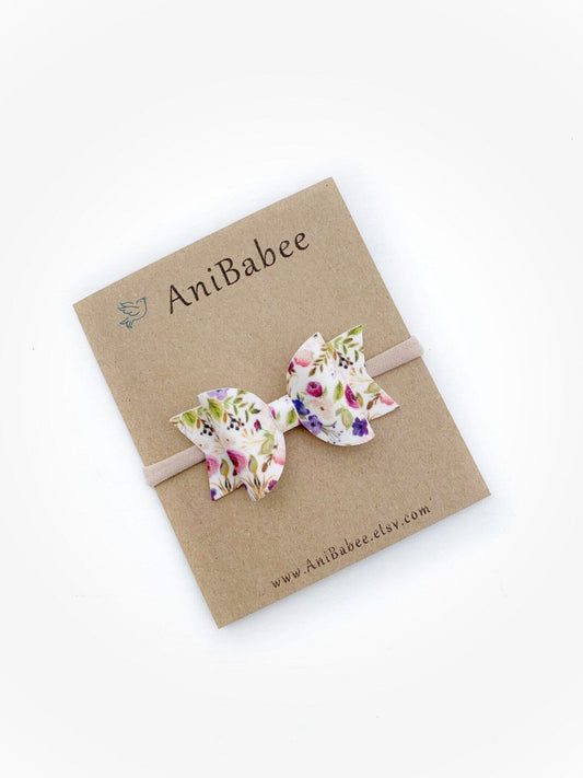 Floral Print Violet Bow 100 ACCESSORIES BABY AniBabee 