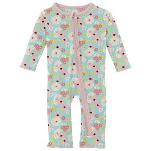 Flower Power Ruffle Zip Romper 120 BABY GIRLS APPAREL Kickee Pants 12-18m 