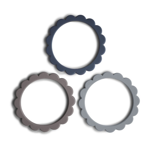 Flower Teething Bracelets 180 BABY GEAR Mushie Steel/Gray/Stone 