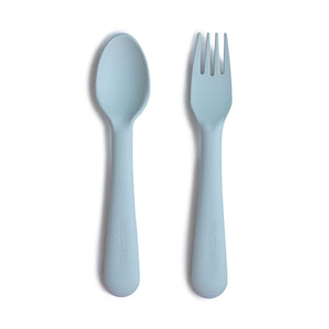 Fork and Spoon Set 180 BABY GEAR Mushie Powder Blue 