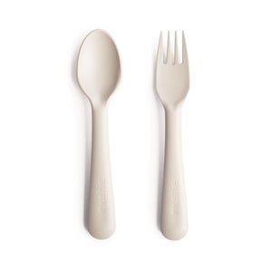 Fork and Spoon Set Utensils Mushie Ivory 