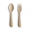 Fork and Spoon Set Utensils Mushie Vanilla 