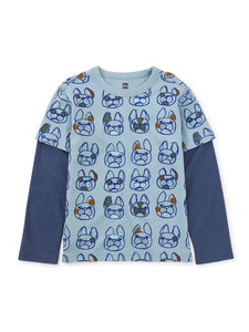 French Bulldog Layered Tee 140 BOYS APPAREL 2-8 Tea 2 