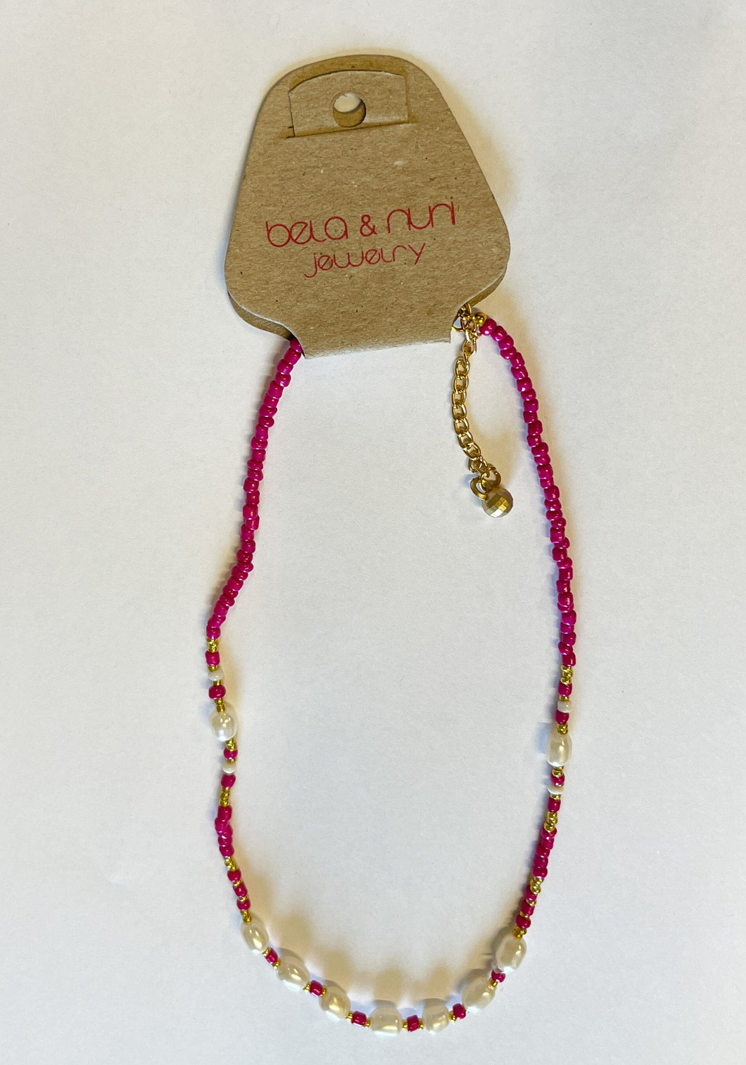 Fuchsia Pearl Beaded Necklace 110 ACCESSORIES CHILD Bela+Nuni 