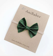 Glitter Bow Headbands 100 ACCESSORIES BABY AniBabee Dark Green 
