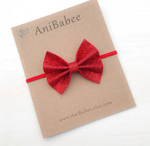 Glitter Bow Headbands 100 ACCESSORIES BABY AniBabee Red 