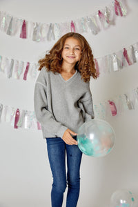 Grey Heathered Sweater 160 GIRLS APPAREL TWEEN 7-16 Design History 7/8 