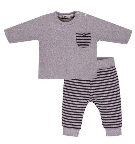 Grey Stripe Knit Pant Set 130 BABY BOYS/NEUTRAL APPAREL EMC 3m 