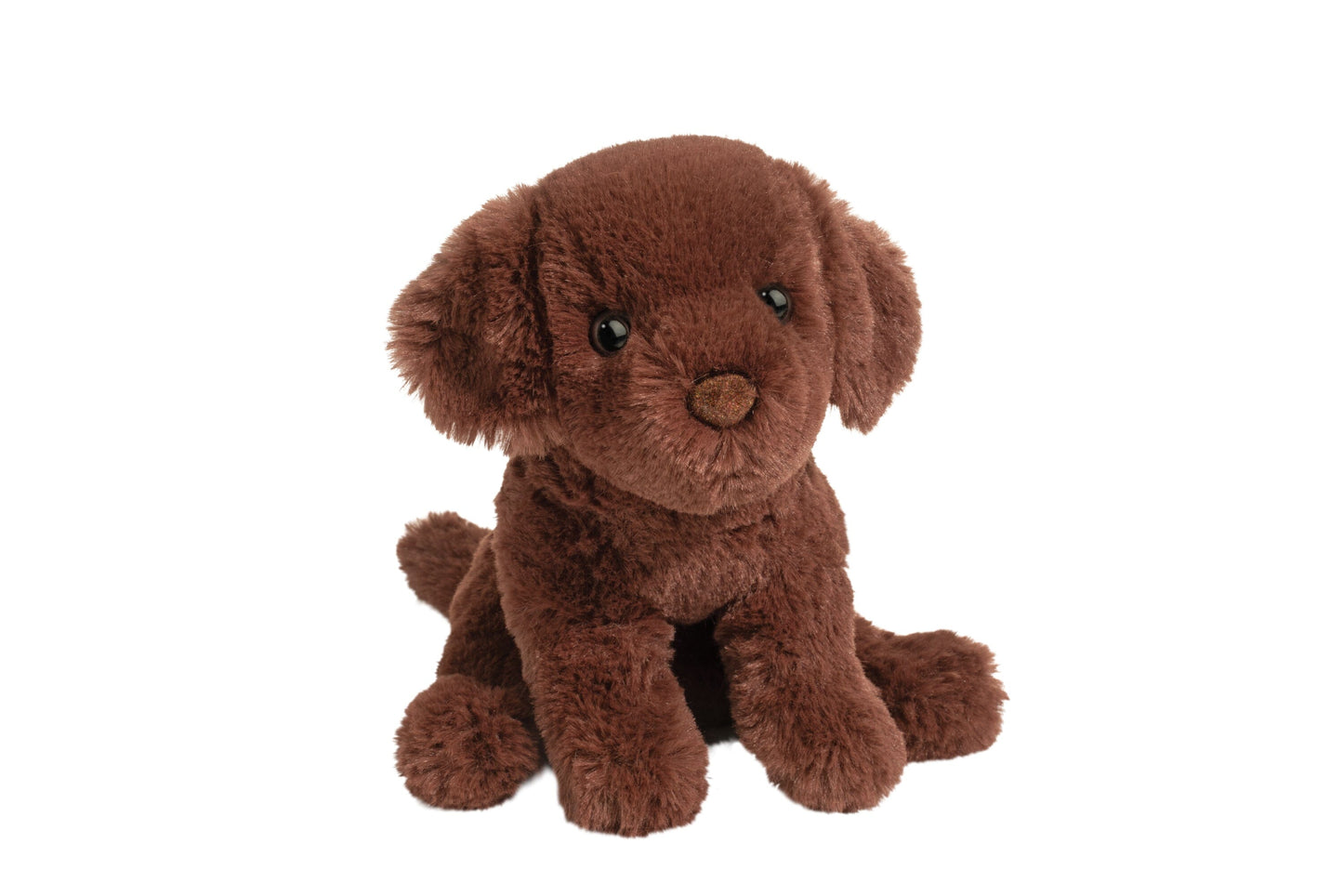 Soft, floppy Chocolate Lab plush for cuddling
