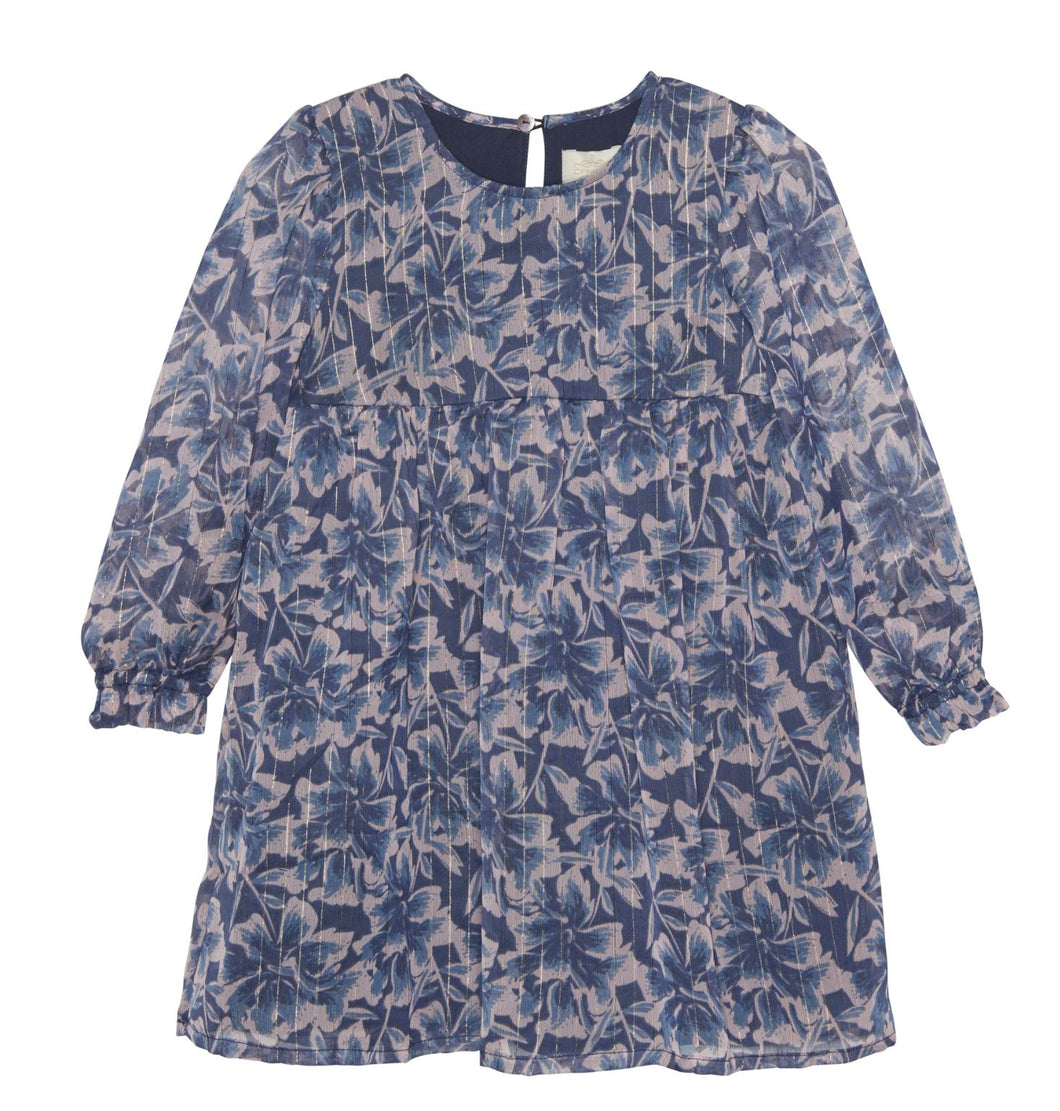 Indigo Blue Floral Dress 150 GIRLS APPAREL 2-8 Creamie 2 
