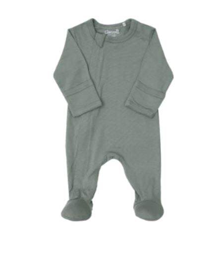 Lily Pad Green Zip Footie 130 BABY BOYS/NEUTRAL APPAREL Coccoli NB 