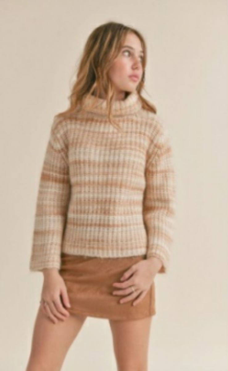 Loretta Striped Turtleneck Sweater 160 GIRLS APPAREL TWEEN 7-16 Sadie & Sage 7/8 