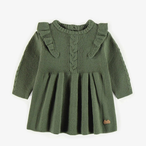 Moss Green Knit Dress 120 BABY GIRLS APPAREL Souris Mini 3-6m 