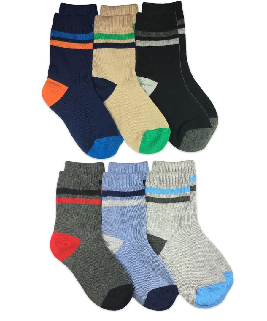 Multi Stripe Crew Socks 6-pack 110 ACCESSORIES CHILD Jefferies Socks 