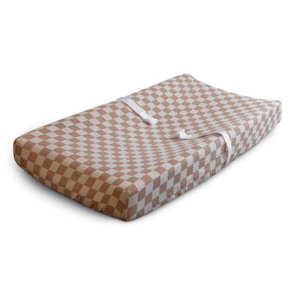 Natural Check Changing Pad Cover 180 BABY GEAR Mushie 