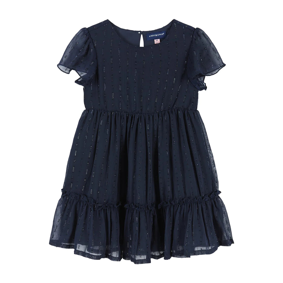 Navy Sparkle Holiday Dress 150 GIRLS APPAREL 2-8 Andy & Evan 2 