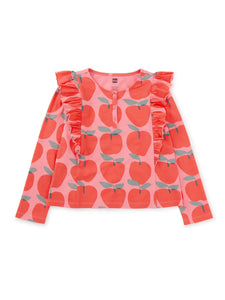 Normandy Apples Ruffle Top 150 GIRLS APPAREL 2-8 Tea 2 