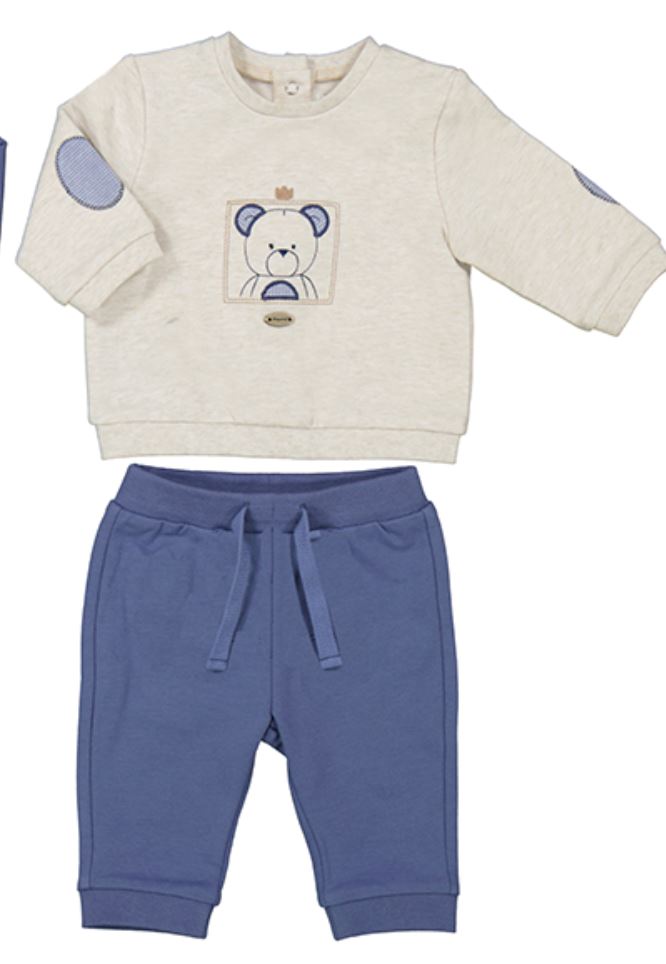 Oatmeal Teddy with Blue Pants Set 130 BABY BOYS/NEUTRAL APPAREL Mayoral 
