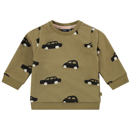 Olive Cars Sweatshirt 130 BABY BOYS/NEUTRAL APPAREL Babyface 3m 