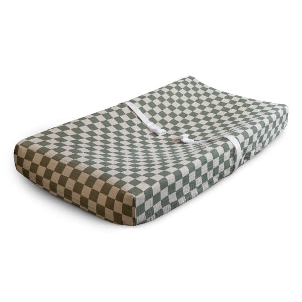 Olive Check Changing Pad Cover 180 BABY GEAR Mushie 