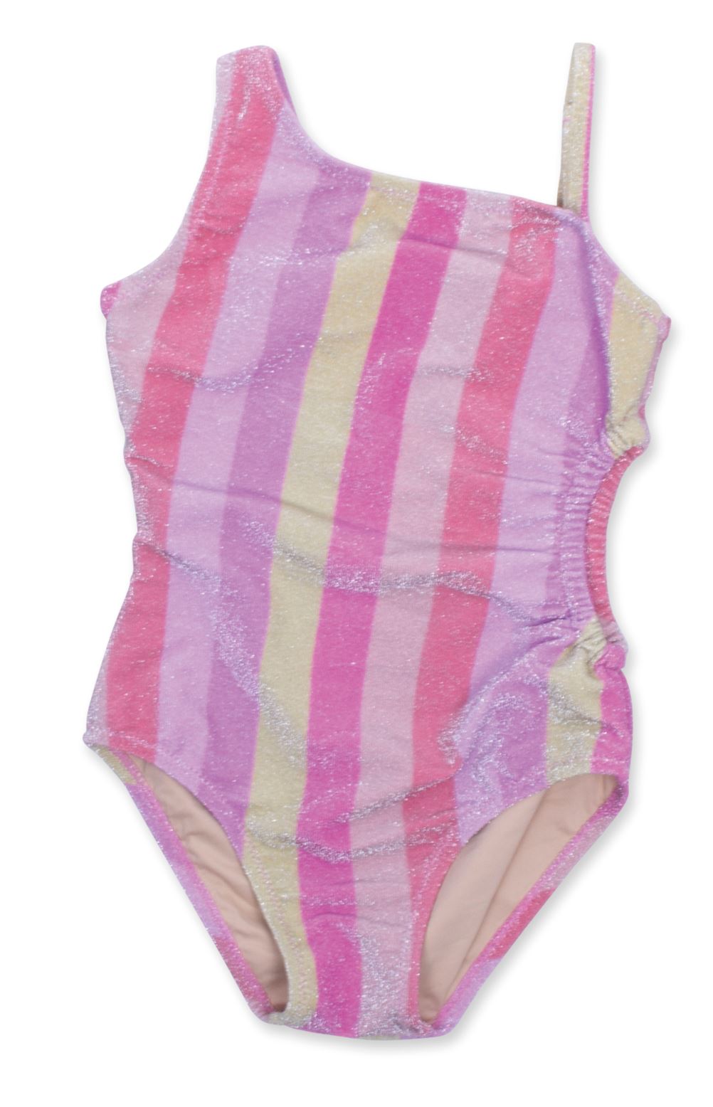 One Shoulder Pastel Stripe Swimsuit 150 GIRLS APPAREL 2-8 Shade Critters 2 