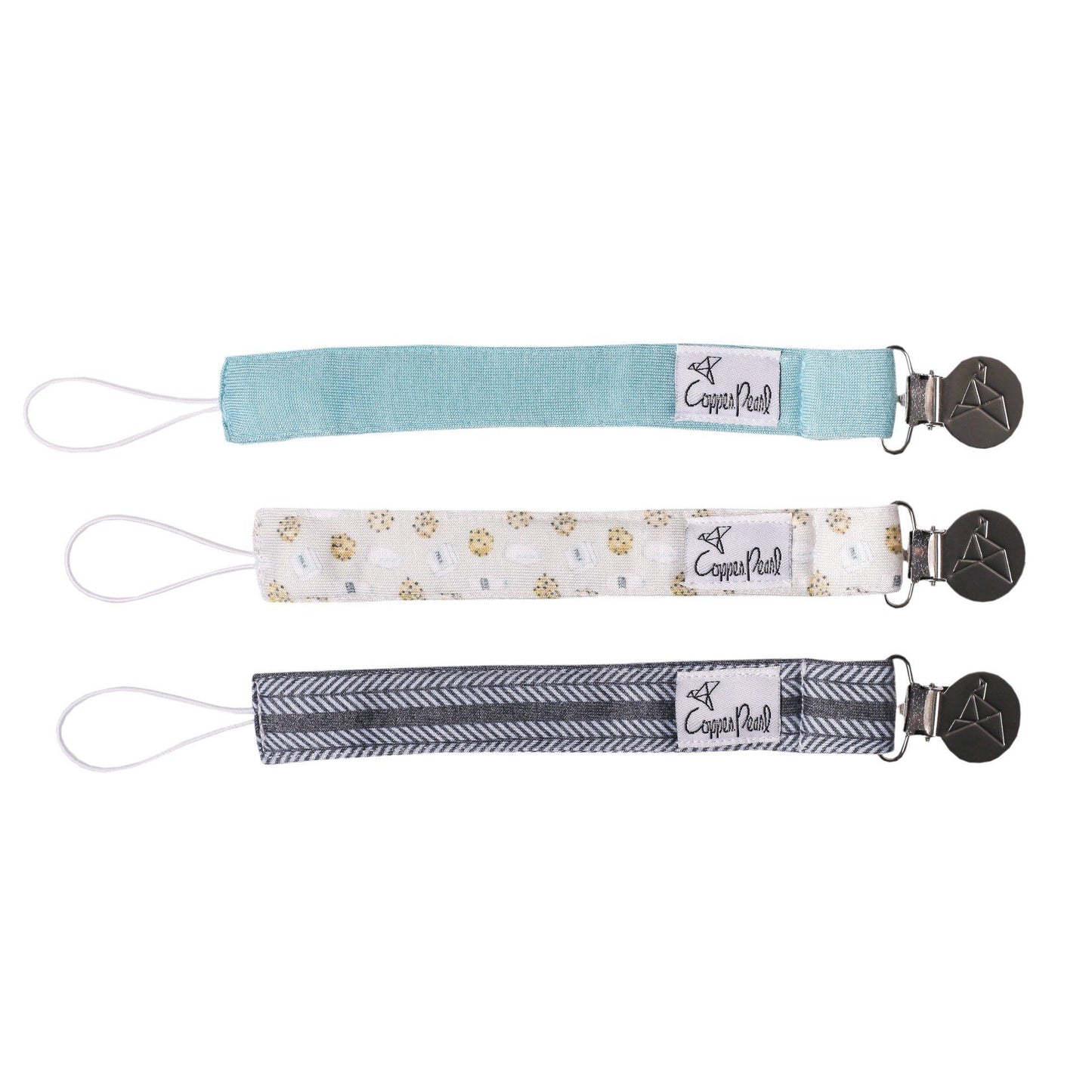 Pacifier Clip Set Pacifiers Copper Pearl Chip (Cookies) 