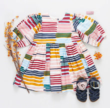Paint Stripe Brooke Dress 150 GIRLS APPAREL 2-8 Pink Chicken 