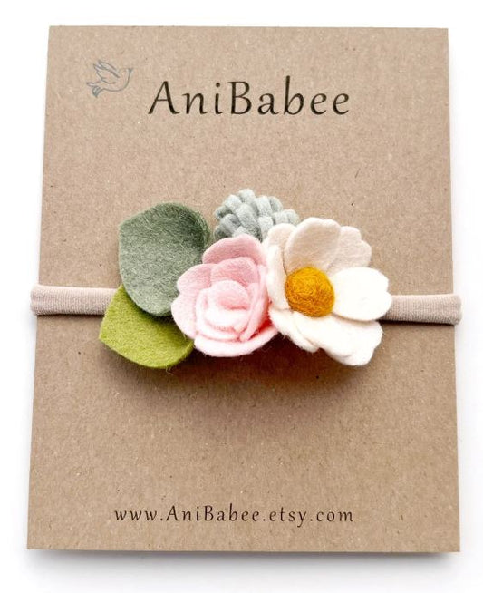 Pale Peach Spring Cluster Headband 100 ACCESSORIES BABY AniBabee 